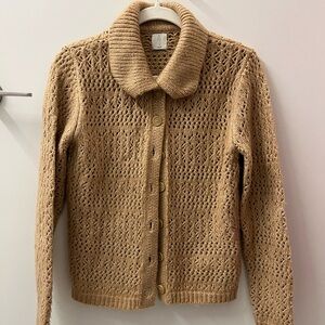 Joie Tan Textured Knit Cropped Cardigan